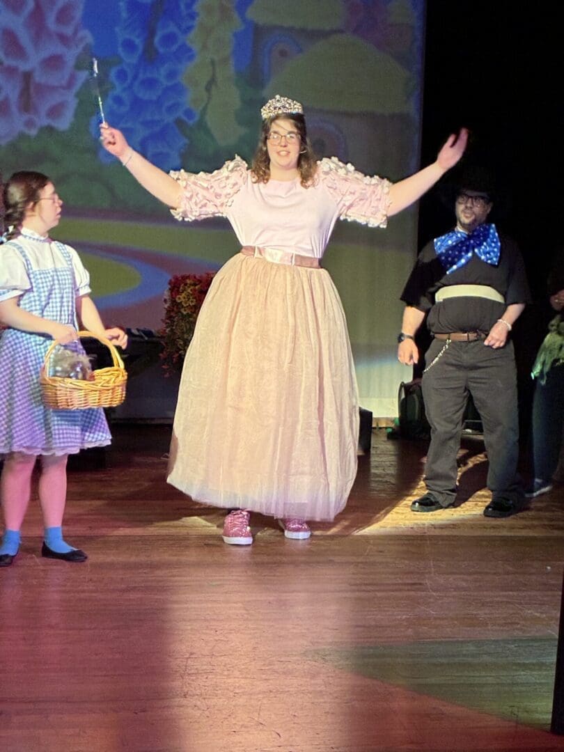 Actors on stage in fairy-tale costumes